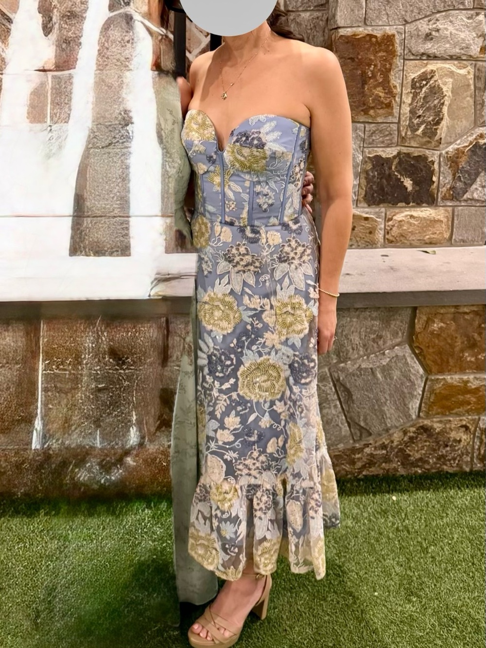 Carina Sequin Appliqué Midi Dress - sky blue -XS - Picture 5 of 5